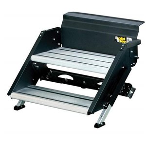 lot 5568 image: Lippert Components 733931 - SolidStep Premium 26W x 8.5D x 8R Steel With Aluminum Treads Black 2 Entry Steps