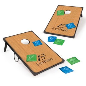 lot 5574 image: EastPoint Sports Deluxe Cornhole Set 3 ft x 2 ft. 8 Green and Blue Colored Bean Bags Included