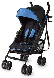 lot 5585 image: Summer 3Dlite Convenience Stroller, BlueMatte Black �� Lightweight Umbrella Stroller with Oversized Canopy, Extra-Large Storage and Compact Fold