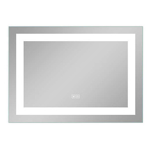 lot 5590 image: NeuType 32-Inch x 28-Inch LED Illuminated Makeup Mirror in Silver