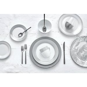 lot 5593 image: Dinnerset Round Rim 16Pcs - Grey Line