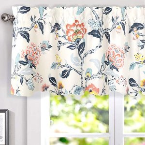 lot 5595 image: Driftaway Ada Botanical Pattern Printed Window Valance 2 Pack
