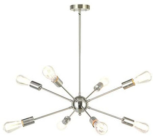 lot 5626 image: 8-Light Sputnik Chandelier Modern Pendant Lighting Brushed Nickel Vintage Ceiling Light Fixture UL Listed by Vinluz