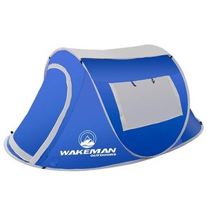 lot 6326 image: Wakeman Outdoors Pop-up Tent 2 Person, Water Resistant Barrel Style Tent for Camping With Rain Fly And Carry Bag, Sunchaser 2-person Tent Blue