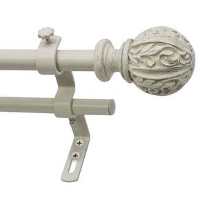 lot 6362 image: Montevilla Core Leaf Ball 58 Double Curtain Rod Set 48-86 in