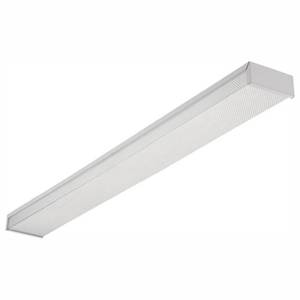 lot 6363 image: Lithonia Lighting 3348 4 White 2 Bulb T8 Fluorescent Ceiling Fixture