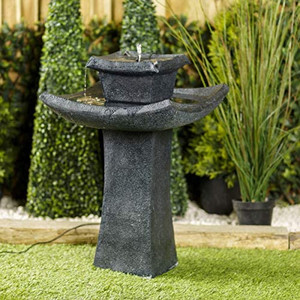 lot 6367 image: Smart Garden Solar Pagoda Oriental Garden Water Feature Fountain Bird Bath