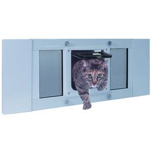 lot 6385 image: Ideal Pet Products Aluminum Sash Cat Flap Pet Door Small White 1.25 x 33 x 10.63