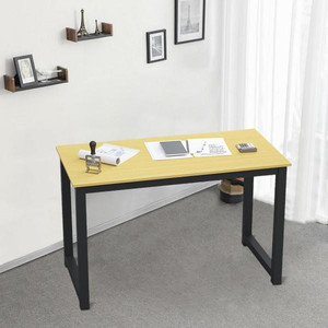 lot 6390 image: DECOHOLIC 47 in. H Black Maple Study Computer Desk Home Office Writing Desk, Modern Simple Style PC Table, Metal Frame