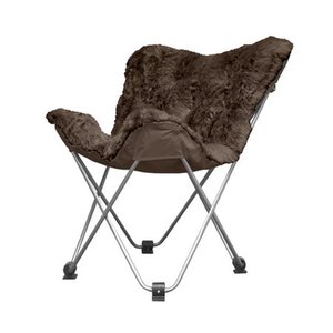 lot 6393 image: Cocoon Long Hair Faux Fur Butterfly Chair, Brown