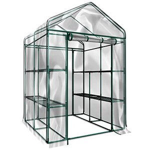lot 6395 image: Home-Complete HC-4202 Walk-In Greenhouse- Indoor Outdoor with 8 Sturdy Shelves-Grow Plants, Seedlings, Herbs, or Flowers In Any Season-Gardening Rack