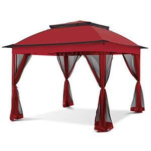 lot 6406 image: COOL Spot 11x11 Pop-Up Gazebo Tent Instant with Mosquito Netting Outdoor Gazebo Canopy Shelter with 121 Square Feet of Shade (Red)