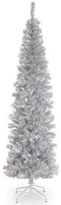 lot 6408 image: National Tree Company 7 Silver Tinsel Tree With Metal Stand