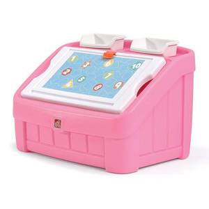 lot 7390 image: Step2 2-in-1 Kids Toy Box and Art Lid, Pink