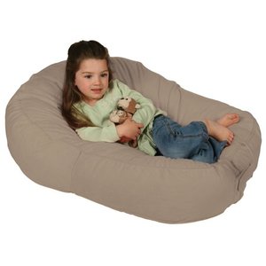 lot 7393 image: Leachco Pillay Plush Sling-Style Lounger, Latte