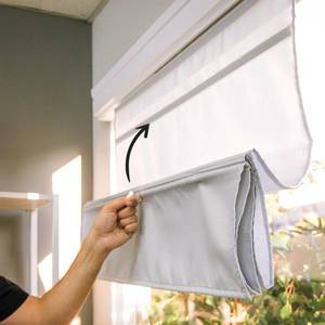 lot 7404 image: Chicology Cordless Magnetic Roman Shade, Grey, 35X64