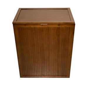 lot 7413 image: Solid Bamboo Folding Clothes Hamper w Removable Laundry Bag - Retail$89.99