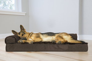 lot 7427 image: FurHaven Plush & Velvet Deluxe Chaise Lounge Orthopedic Sofa-Style Pet Bed - Platinum Gray (Jumbo)