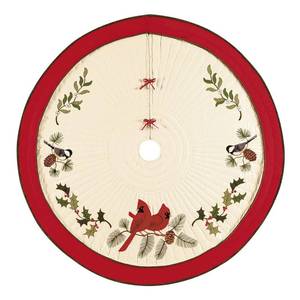 lot 7430 image: Christmas Holiday Song Birds Tree Skirt - 54 x 54- Retail$134.99