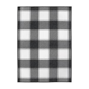 lot 7448 image: My Magic Carpet Machine Washable Area Rug Buffalo Plaid Black & White