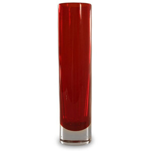 lot 7457 image: Scarlet Column Handblown Glass Vase