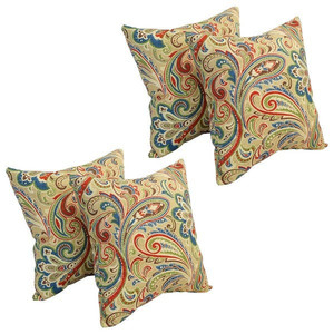 lot 7458 image: Blazing Needles 17-inch Square Polyester Outdoor Throw Pillows (Set of 4)