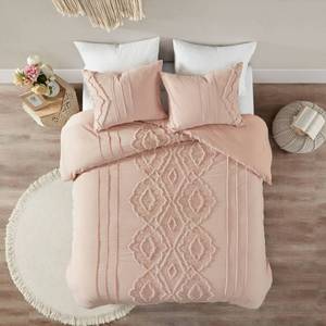 lot 7459 image: 3pc KingCalifornia King Lola Cotton Comforter Set Blush