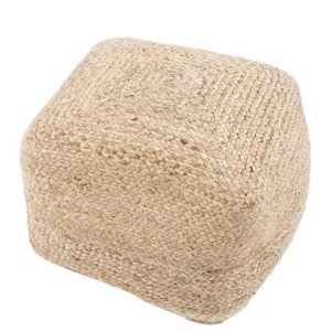 lot 7467 image: Havenside Home Cape May Modern Beige Cylindrical Shape Jute Pouf (18x18x12)
