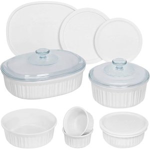lot 7484 image: CorningWare French White Round and Oval Ceramic Bakeware, 12-Piece