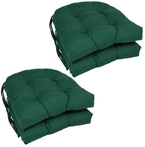 lot 7493 image: Blazing Needles Solid Twill U-Shaped Tufted Chair Cushions (Set of 4), 16, Forest Green