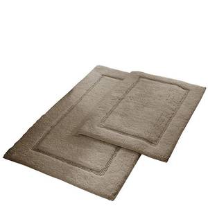 lot 7494 image: 2 Piece Non-Slip Cotton Bath Rug Set, 17 x 24 & 21 x 34, Taupe