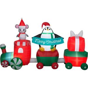 lot 7501 image: Gemmy Christmas Airblown Inflatable Christmas Train Scene, 5.5 ft Tall, Multicolored