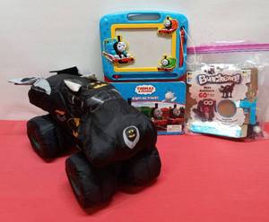 lot 63 image: Plush Batman Mobile, Thomas & Friends Learn to Draw & Bunchems Pets