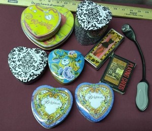 lot 151 image: Assorted Brighton Tins, Olympic Games Cards and Reading Light