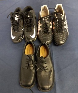 lot 206 image: Boys Dress Shoes by George Size 4, 1 Pair Nike Cleats Size 4 1Pair ASICS Cleats Size 4