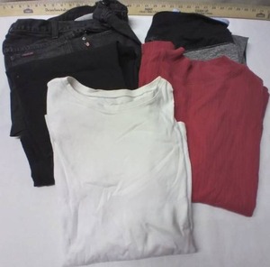 lot 307 image: Womens Size 1314 Jeans, like new, Size 1112 Yoga Pants, Size 2XL Joggers, and 2 L Long Sleeve Shirts