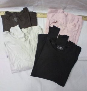 lot 310 image: Womens 2XL Shirts, 1 Short Sleeve, 3 Long Sleeved, white shirt has very small pink spot on sleeve