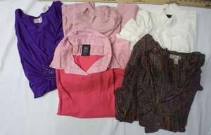 lot 318 image: Womens 2X Shirts and Sweaters, Beautiful Dress Barn Multi Colored Knitted Sweaters ECI, Eddie Bauer