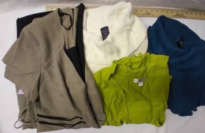 lot 319 image: Womens Olive Green Cardigan, White and Dark Green Sweater and Size 18 Dress, brand new