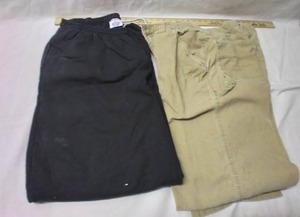 lot 322 image: Mens Size 36 Columbia, Tan Corduroy Pants and Black 2XL Sweat Pants, has something white in a couple spots