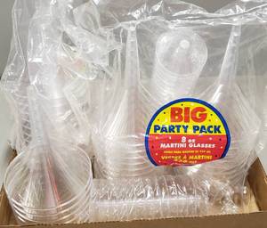 lot 82 image: Big Party Pack, 8oz., Plastic Martini Glasses