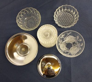 lot 221 image: Glass Coasters Glass Sauce Cups, Candle Holders , Silver Candle Holder