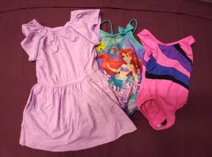 lot 329 image: Girls, 4T, Cat and Jack Dress and Little Mermaid Swimsuit and Danskin Leotard