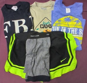 lot 339 image: 3 Size S Tshirts, FBI -Fun in the Sun, Nike Athletic Shorts and Underwear