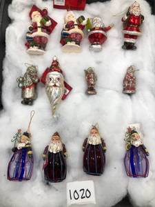 lot 1020 image: Mixed Lot of 12 Christmas Ornaments Santa glass
