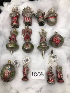 lot 1004 image: Mixed Lot of 12 Christmas Ornaments Santa angel