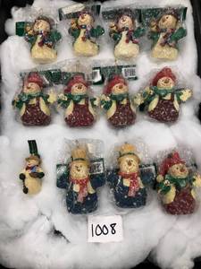 lot 1008 image: Mixed Lot of 12 Christmas Ornaments snowman