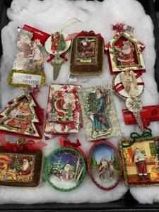 lot 1030 image: Mixed Lot of 12 Santa Photo Christmas Ornaments