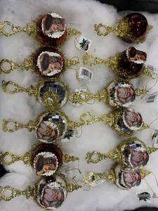 lot 1031 image: Mixed Lot of 12 Round Santa Christmas Ornaments