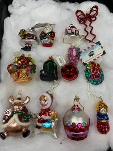 lot 1036 image: Lot of 12 Vibrant Colorful Christmas Ornaments